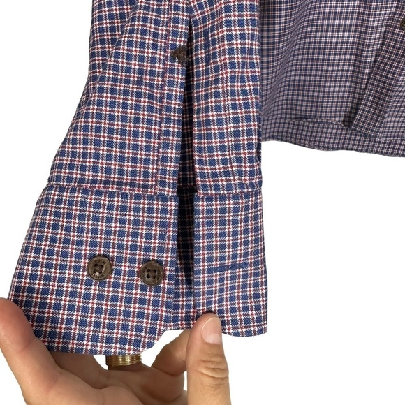 Twillory Untuck(able) Blue Red Appalachia Check Button Down Shirt - Picture 8 of 9